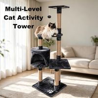 Grand mobilier pour chat avec plateformes de repos, grands poteaux à gratter en sisal, niveaux de saut et espace d'escalade pour chats d'intérieur, arbre à chat