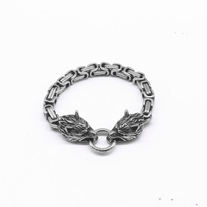 Bracelet en acier titane yunnique avec tête de loup, bijoux pour hommes en acier inoxydable 316, design à maillons de chaîne, cadeau - Product Image 1