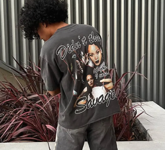 Men's 100% Cotton Washed T-Shirt Summer Short Sleeve Tops Rapper Printed Oversized Fit Comfortable Knitted Eco-Friendly