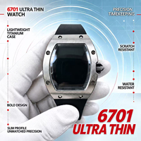 Montre mécanique sportive décontractée pour homme, boîtier en titane ultra-fin personnalisé 67-01, bracelet en caoutchouc