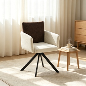 Chaise de salle à manger pivotante rembourrée moderne avec assise en tissu et pieds en métal, design contemporain, mobilier pour la maison - Product Image 3