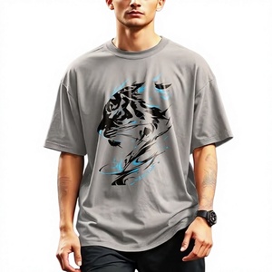 T-shirt pour homme à manches courtes en tricot épais 240 GSM 100% coton de qualité supérieure, col rond, imprimé graphique personnalisé - Product Image 2