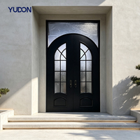 Porte en aluminium et verre YUDON DOOR, porte d'entrée résidentielle avec serrure multipoints, finition anodisée, antivol, pour entrée de villa