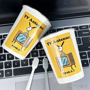 ถ้วยแปรงสีฟันสแตนเลส ดีไซน์การ์ตูน ปากกว้าง ใช้ในบ้าน - Product Image 4