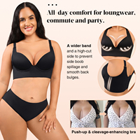 Soutien-Gorge sans Bretelles Gainant Intégré à Bonnets Profonds pour le Dos, Soutien-Gorge Remonte-Sein Modelant sans Couture Grande Taille pour Femmes