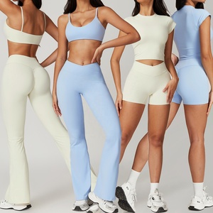 YIYI tessuti riciclati comodi completi da ragazza da esterno set di <span class=keywords><strong>leggings</strong></span> a vita alta per palestra Yoga set Fitness da donna ad asciugatura rapida - Product Image 1