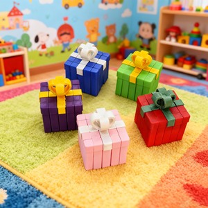3D Printed Gift Box Stacking Toy For Kids Sensory Play With Bow Decorations 4-6 Years Old <b>PLA</b> Material - Product Image 1