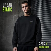 Sweat-shirt col rond 100 % coton 320 GSM à épaules tombantes, épais, vierge, vente en gros, impression personnalisée, broderie 3D, faible MOQ, OEM
