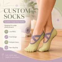 Chaussettes de yoga personnalisées de qualité supérieure pour femmes avec semelle antidérapante, respirantes, pour le fitness et le Pilates, chaussettes antidérapantes pour l'entraînement au Pilates
