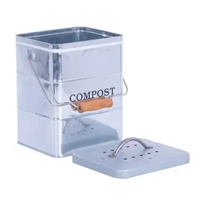 Personalizado quadrado sustentável cozinha armário Waste Bin Kitchen Trash pode armazenamento Bucket Kitchen Galvanized Iron Compost Bin