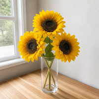 Tournesol Artificiel en Gros 45cm (17.7 Pouces) à Tige Unique, Tête de 13.5cm, en Soie, pour Décoration Automne, Thanksgiving, Mariage, Fête, Maison