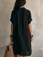 Robe chemise nouvelle collection la plus vendue, élégante et décontractée, couleur unie, manches courtes, boutonnée, mi-longue
