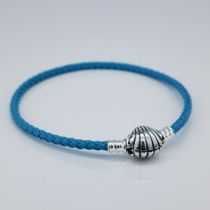 <span class=keywords><strong>Pulsera</strong></span> de Cuero Trenzado con Cierre de Concha de Mar de Plata de Ley S925 Pandoras Moments y Turquesa - Product Image 2