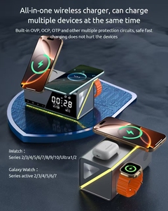 Nuevo Reloj Despertador de Escritorio 2026, Portátil, 3 en 1, Estación de Carga Inalámbrica Magnética, <span class=keywords><strong>Cargador</strong></span> Rápido de 15W con Lámpara LED - Product Image 5
