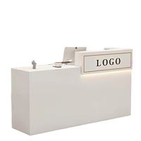 Comptoir de réception commercial moderne, écologique et durable avec revêtement en cuir pour salons de beauté, salons de coiffure, magasins de vêtements - Comptoir en bois