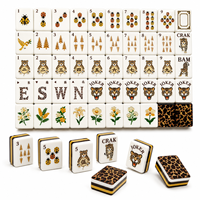 Tuiles de Mahjong en acrylique à quatre couches, dos imprimé léopard, 166 tuiles, motifs Coccinelle et Arbre, vente en gros personnalisée, produit phare