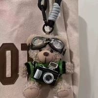 Pendentif Ours en Peluche Courte et Coton PP, Décoration de Sac, Porte-clés de Voiture, Cadeau Créatif pour Couple, Thème Caméra, pour les Fêtes