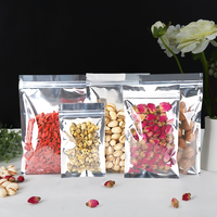 Herbruikbare plastic transparante/opaque ritssluitingszak, één zijde transparant, platte ritssluiting, voor snacks, granen, gedroogd fruit
