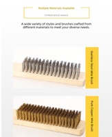 Brosse métallique à manche en bois avec poils en acier plaqué laiton pour l'élimination de la rouille industrielle, le nettoyage de surfaces DIY, garantie 3 ans