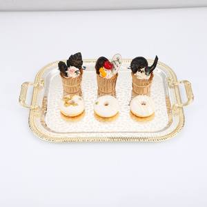 Plateau de service en métal rectangulaire fait à la main Plateau à motifs turcs écologiques - Product Image 1