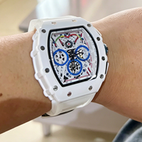 Montres à quartz pour hommes, montre squelette tonneau, montre étanche en silicone, orologio per uomo, orologio di alta qualità uomo