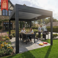 Auvent motorisé en aluminium pour extérieur 3x3, 3x4, 4x4, 6x4 m avec toile en polycarbonate et télécommande pour jardin, patio, terrasse, pergola