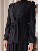 Robe longue modeste pour femme musulmane, livraison directe d'usine, robe jacquard, robe traditionnelle islamique pour le Ramadan, avec ceinture, robe plissée