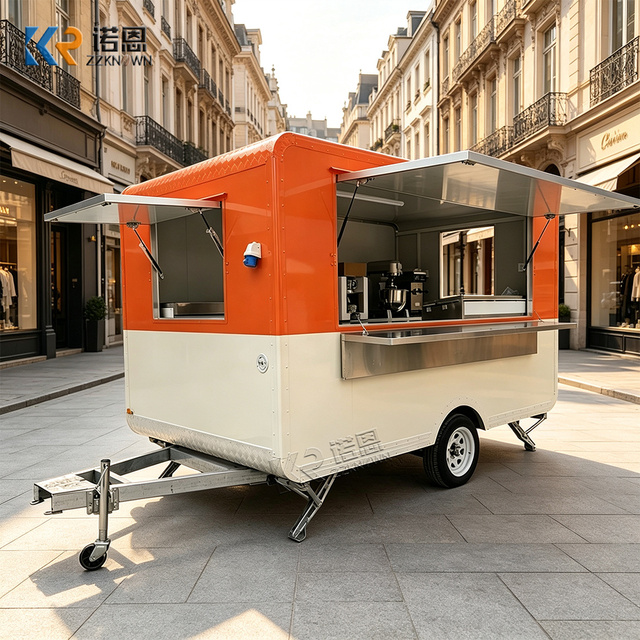 Dessert Food Trailer 3.5m Rounded Corner Mobile Shop for Ice Cream Coffee Bakery Drinks and Snacks