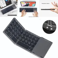 Keyboard Mini Nirkabel Lipat 3 Kali dengan Touch Pad untuk IOS untuk Tablet & Ponsel Android (Tanpa Lampu Latar)
