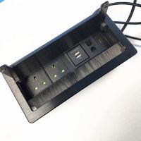 Meja kantor penutup Flip Inggris Desktop kotak soket daya dengan sikat USB dan port Data untuk meja konferensi