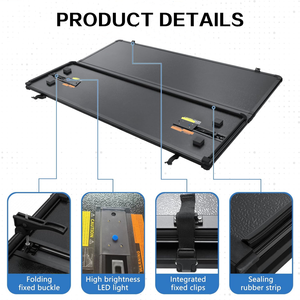 Caja abatible de maletero trasero, cubierta de cama, cubierta de Tonneau triple dura para camioneta 2021 2025 Ford <span class=keywords><strong>F150</strong></span> Xl <span class=keywords><strong>Super</strong></span> <span class=keywords><strong>Cab</strong></span> 5,5 6,6 - Product Image 2