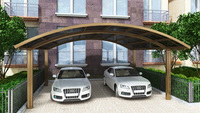 Pare-soleil extérieur étanche en polycarbonate aluminium pour voiture, cadre métallique pour parking, bois traité sous pression, type naturel