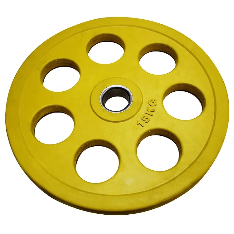 Hot Sale Fitness Gym Color Rubber Round 7 Holes Grip Weight Plates