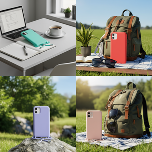 Custodia DAM per iPhone 16 Pro con Laccetto Stile Originale Turchese Nero Rosso Viola Rosa - Product Image 3