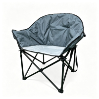 Chaise de camping pliable robuste avec cadre en acier au carbone rembourré épais et surdimensionné, avec poche latérale, idéale pour la plage, les pique-niques, le jardin et la cour.