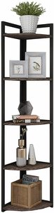 <strong>Corner</strong> Shelf,5 Tier Wood <strong>Wall</strong> <strong>Corner</strong> <strong>Bookshelf</strong> with Metal Frame, <strong>Corner</strong> Storage Rack Shelves Display Plant Flower - Product Image 5