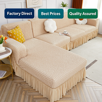 Housse de canapé moderne polyvalente en seersucker élastique à motif géométrique, ensemble pour causeuse, chaise longue simple et sectionnel, protection intégrale antidérapante