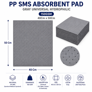 Tampon absorbant hydrophile universel 100% polypropylène 40 x 50 cm gris économique - Product Image 2