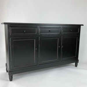 <span class=keywords><strong>Buffet</strong></span> rétro en bois massif noir - 2 tiroirs, 3 portes, avec un grand espace de rangement pour le salon et la chambre à coucher - Product Image 6