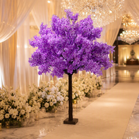 Arbre artificiel en fleurs de cerisier violettes en soie, sur pied, pour mariages, décoration renforcée en fibre de verre