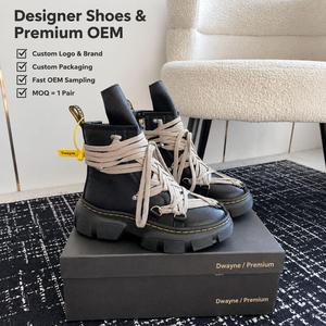 Zapatos de Diseñador de Lujo 2026 para Hombre y Mujer, Botas de Cuero de Alta Calidad, Negras, con Suela Gruesa, Estilo Punk con Cordones Cruzados, Zapatos Casuales Nuevos - Product Image 1