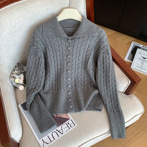 Pull à col roulé en maille pour femme, style automne-hiver 2026, couleur unie, coupe ample, motif personnalisable - Product Image 2