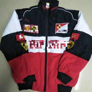 Veste d'hiver rétro <span class=keywords><strong>F1</strong></span> brodée de haute qualité, écologique, matelassée douce, style baseball/vélo, épaisse, chaude, avec poches pour motard - Product Image 3