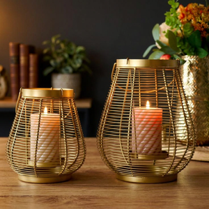 Luxury Gold Wire Candle Lantern Metal Candle Holder Handmade <b>Decorative</b> Lamp for Wedding Christmas Home <b>Decor</b> - Product Image 5