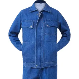 Утепленная джинсовая рабочая одежда, фабричная мастерская, Сварочная износостойкая рабочая одежда с защитой от ожогов, куртка и брюки