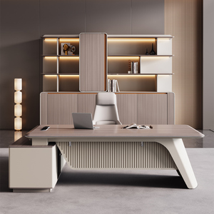 Muebles de Oficina Ejecutivos Modernos de Lujo en Forma de L, Fotos de Mesa de Oficina Moderna para Jefe, Mesa de Manicura en Forma de L con Aspiradora - Product Image 2