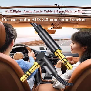 3.5 毫米公对公 AUX 电缆（弯插头）适用于汽车音响、电脑和摩托车 IP67 级裸铜线束 1-3 米长度 - Product Image 3