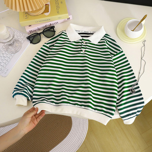 Áo len bé trai cổ lọ kẻ sọc chất liệu dệt kim mùa xuân thu - Product Image 6