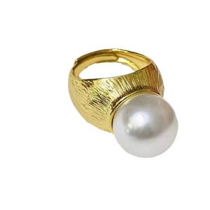 10557DIY Accessories' Stylish S925 Silver <b>Ring</b> Stand 7-11mm Round with <b>Pearl</b> Inlay Rhodium Plating Feminine Fashion Jewelry - Product Image 5