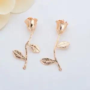 diy handmade jewelry accessories wholesale cast brass plated gold rose pendant hair accessories earrings material accessories